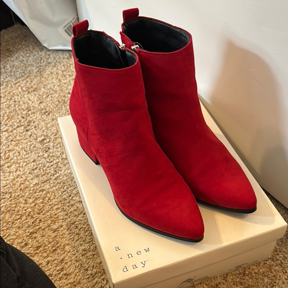 A New Day Women's Red Ankle Boots